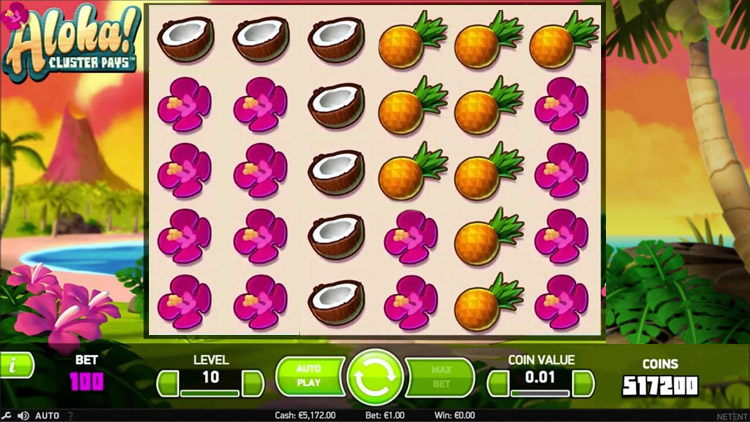 Símbolo Scatter selo postal ativando Free Spins no Aloha! Cluster Pays